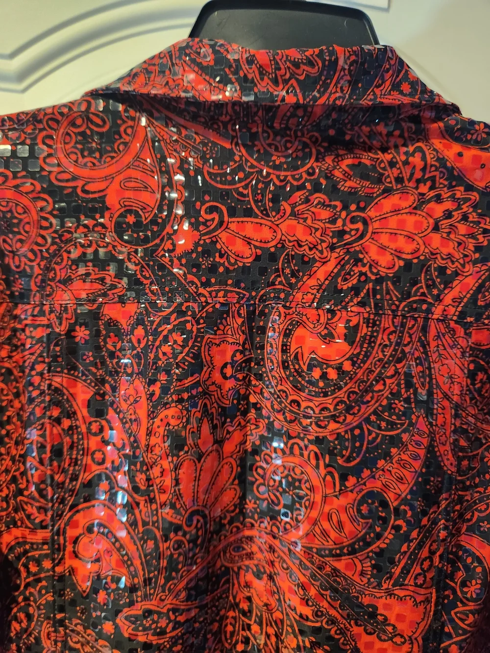Vitage Koret Red and Black Paisley Jacket Embellished w/ Sequins - Womens Size S